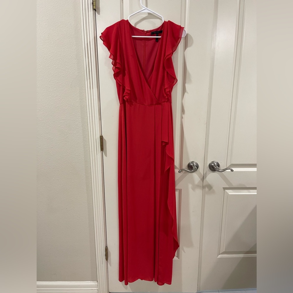 RED WEDDING GUEST BCBG DRESS